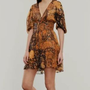 The Kooples Short Printed Black and Orange Dress